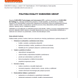 Politika kvality KUBOUŠEK GROUP